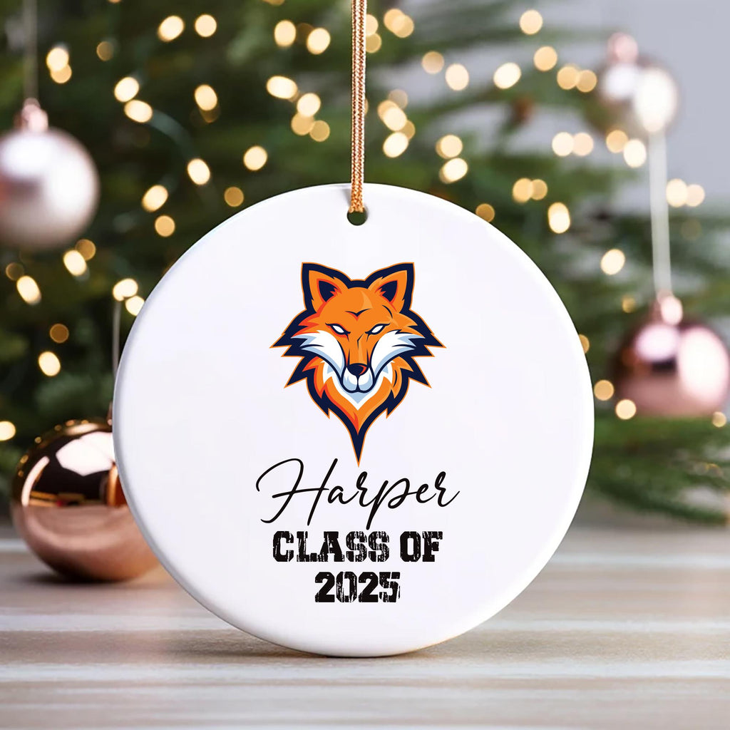 Custom University Ornament, Graduation College Ceramic Keepsake, Class of 2025 Gift, College Logo Ornament, Personalized Graduate Decor