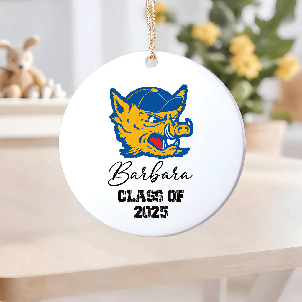 Custom University Ornament, Graduation College Ceramic Keepsake, Class of 2025 Gift, College Logo Ornament, Personalized Graduate Decor
