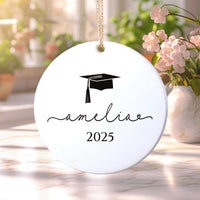 Personalized Graduation Ornament, Ceramic Keepsake Gift, Class of 2025 College Graduation, Master’s or PhD Degree Present, Custom Grad Gift