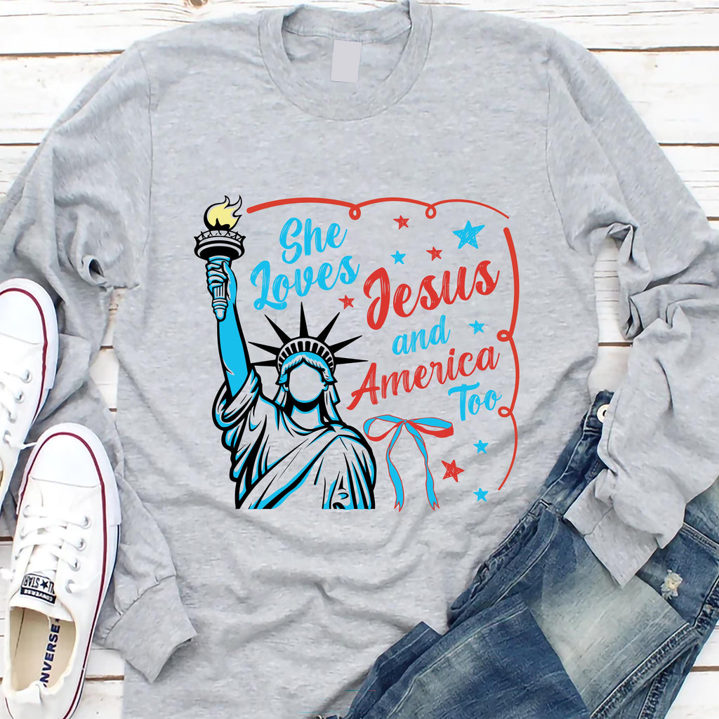 She Loves Jesus and America Too Long Sleeve Shirt