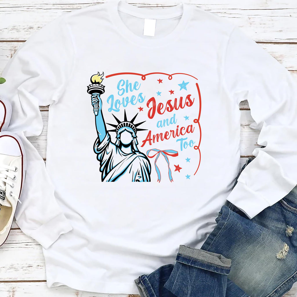 She Loves Jesus and America Too Long Sleeve Shirt