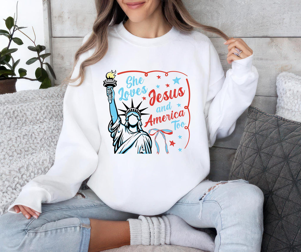 She Loves Jesus and America Too Sweatshirt