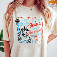 She Loves Jesus and America Too Short Sleeve T-Shirt