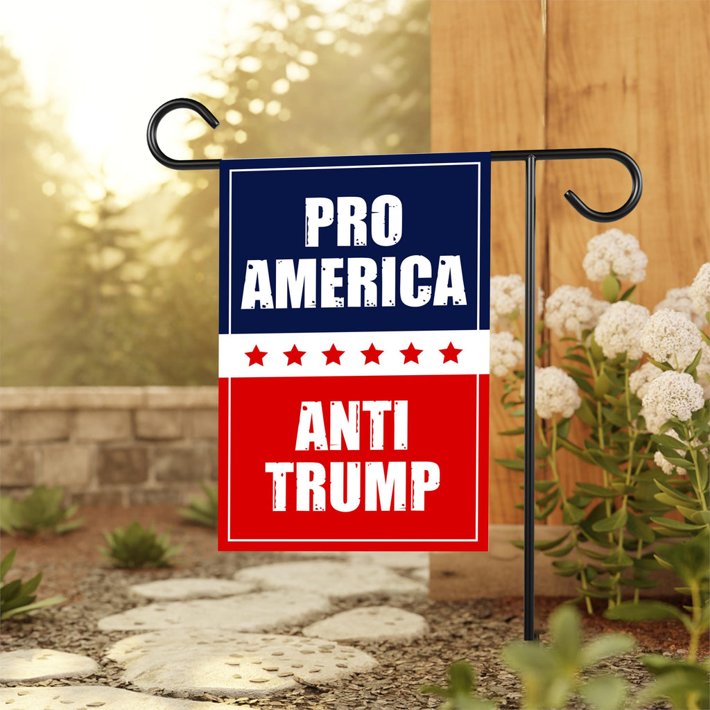 Pro-America Anti-Trump Garden Flag, 12x18 Inch Double Sided, Resist Hate Flag, Anti-Trump Flag, Resist Racism Flag, Resist Fascism Flag
