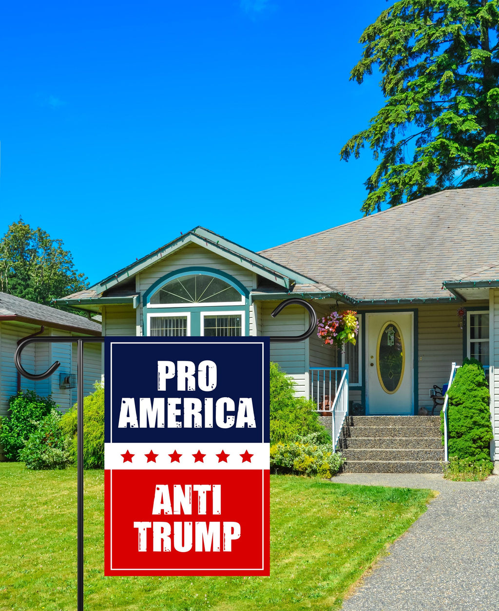 Pro-America Anti-Trump Garden Flag, 12x18 Inch Double Sided, Resist Hate Flag, Anti-Trump Flag, Resist Racism Flag, Resist Fascism Flag