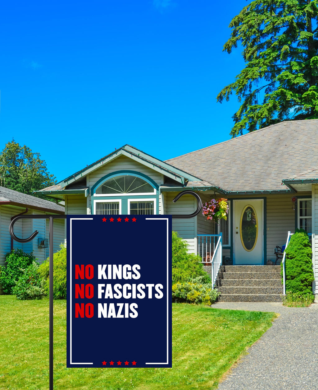 No Kings No Fascists No Nazis Garden Flag, 12x18 Inch Double Sided, Resist Hate, Anti-Trump Flag, Resist Racism Flag, Resist Fascism Flag