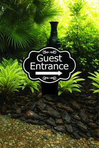 Guest Entrance Yard Sign 10” x 14” - Rust-free Aluminum Directional Guest Entrance Sign for Lawn, Guest Entrance Sign with Integrated Stake