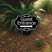 Guest Entrance Yard Sign 10” x 14” - Rust-free Aluminum Directional Guest Entrance Sign for Lawn, Guest Entrance Sign with Integrated Stake