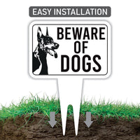 Beware of Dog Yard Sign, Rust-Free Aluminum Dog Security Sign with Stake, 10x14 Warning Lawn Sign, Not Responsible Dog Warning Outdoor Sign
