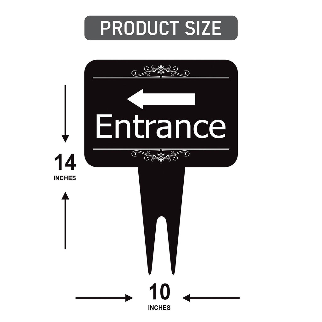 Entrance Yard Sign 10” x 14” - Rust-free Aluminum Directional Entrance Sign for Front Door, Arrow Enter Sign with Integrated Stake