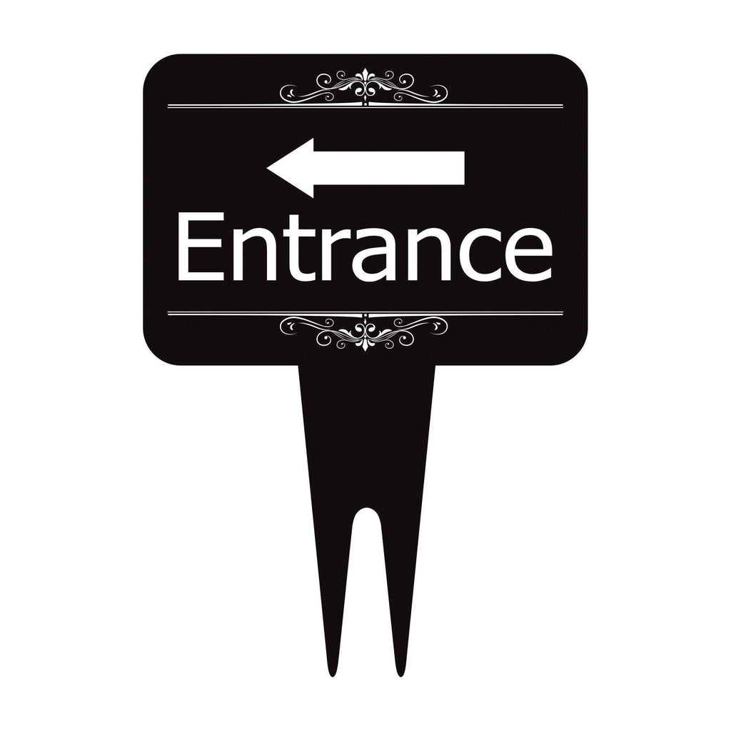 Entrance Yard Sign 10” x 14” - Rust-free Aluminum Directional Entrance Sign for Front Door, Arrow Enter Sign with Integrated Stake