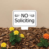 No Soliciting Yard Sign, Rust-Free Aluminum Lawn Sign with Stake, 10x14 Outdoor Front Door Sign, No Solicitors Warning Metal Yard Sign