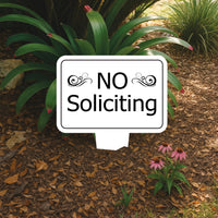 No Soliciting Yard Sign, Rust-Free Aluminum Lawn Sign with Stake, 10x14 Outdoor Front Door Sign, No Solicitors Warning Metal Yard Sign