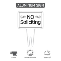 No Soliciting Yard Sign, Rust-Free Aluminum Lawn Sign with Stake, 10x14 Outdoor Front Door Sign, No Solicitors Warning Metal Yard Sign