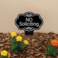 No Soliciting Yard Sign, Rust-Free Aluminum Lawn Sign with Stake, 10x14 Outdoor Front Door Sign, No Solicitors Warning Metal Yard Sign