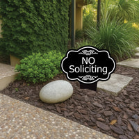 No Soliciting Yard Sign, Rust-Free Aluminum Lawn Sign with Stake, 10x14 Outdoor Front Door Sign, No Solicitors Warning Metal Yard Sign
