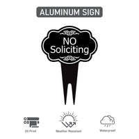 No Soliciting Yard Sign, Rust-Free Aluminum Lawn Sign with Stake, 10x14 Outdoor Front Door Sign, No Solicitors Warning Metal Yard Sign
