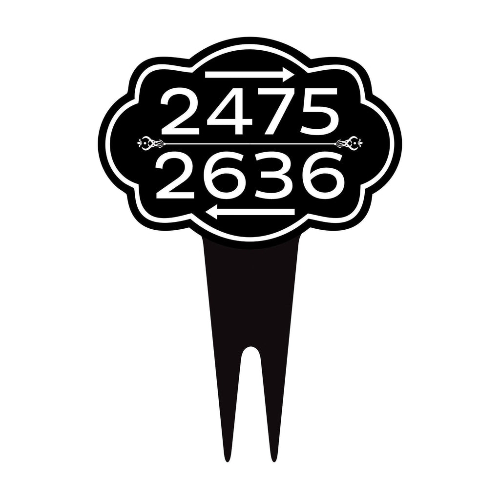 Custom House Numbers Yard Sign 10” x 14” - Rust-free Aluminum Directional Multiple Address Sign for Lawn, Arrows Sign with Integrated Stake