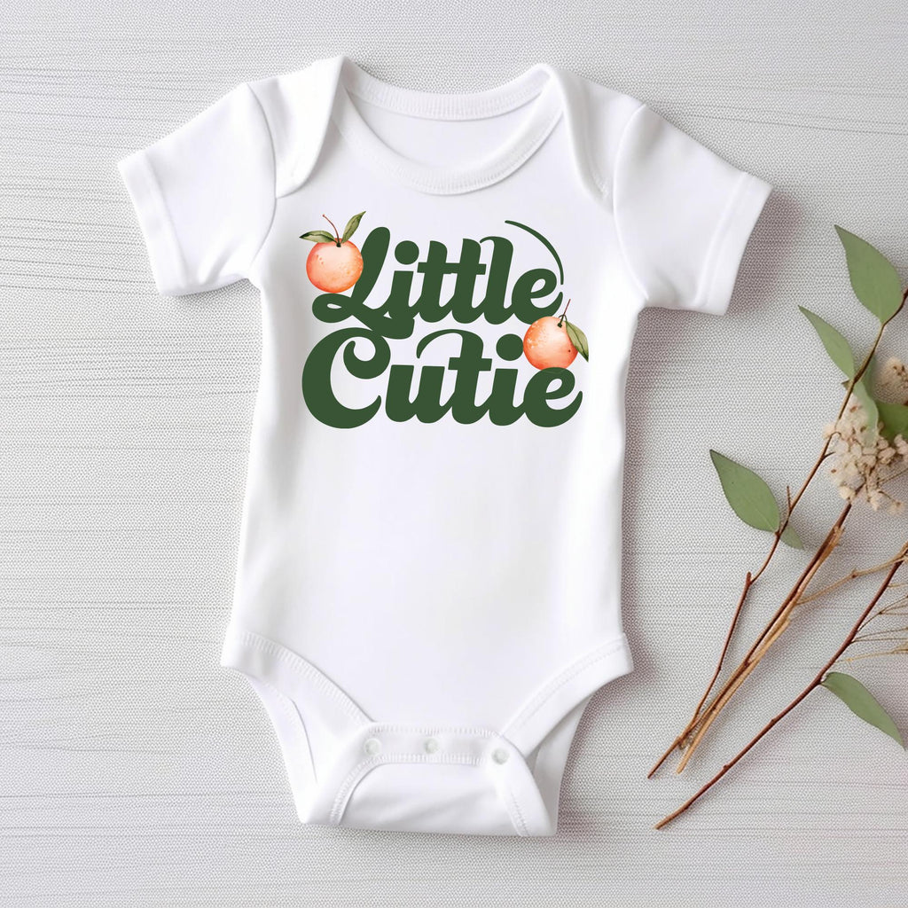 Little Cutie Baby Bodysuit, Baby Shirt, Toddler Sweatshirt - Retro Orange Fruit Outfit, Cute Baby Shower Gift, Trendy Citrus Baby Clothes