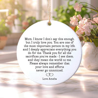 Personalized Mum Ornament, Ceramic Keepsake Gift, Mother’s Day Gift, Birthday Gift for Mum, Thank You Mum Present, Custom Gift for Her