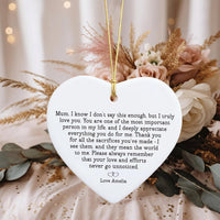 Personalized Mum Ornament, Ceramic Keepsake Gift, Mother’s Day Gift, Birthday Gift for Mum, Thank You Mum Present, Custom Gift for Her