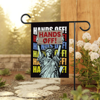 Hands Off Our Democracy Garden Flag, Double Sided, Resist Hate Flag, Anti-Trump Flag, Statue of Liberty, Resist Racism, Resist Fascism Flag