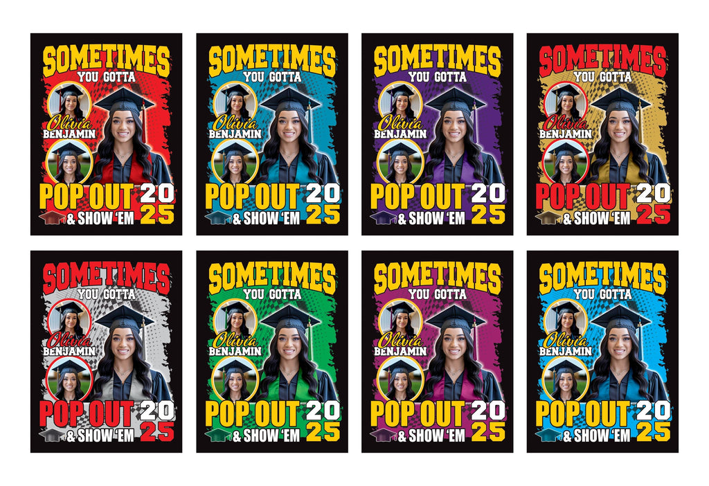 Personalized Graduation Yard Sign 2025 with Photo - Pop Out and Show Em, Class of 2025, Custom Graduation 2025 Yard Sign with Metal H-Stake