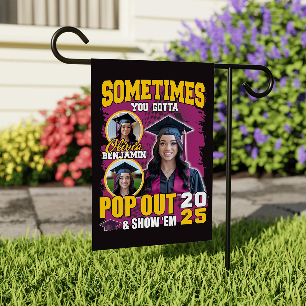 Personalized College Graduation Garden Flag, Double Sided Custom School, University Logo, Class of 2025 Yard Sign, Graduate Celebration Flag