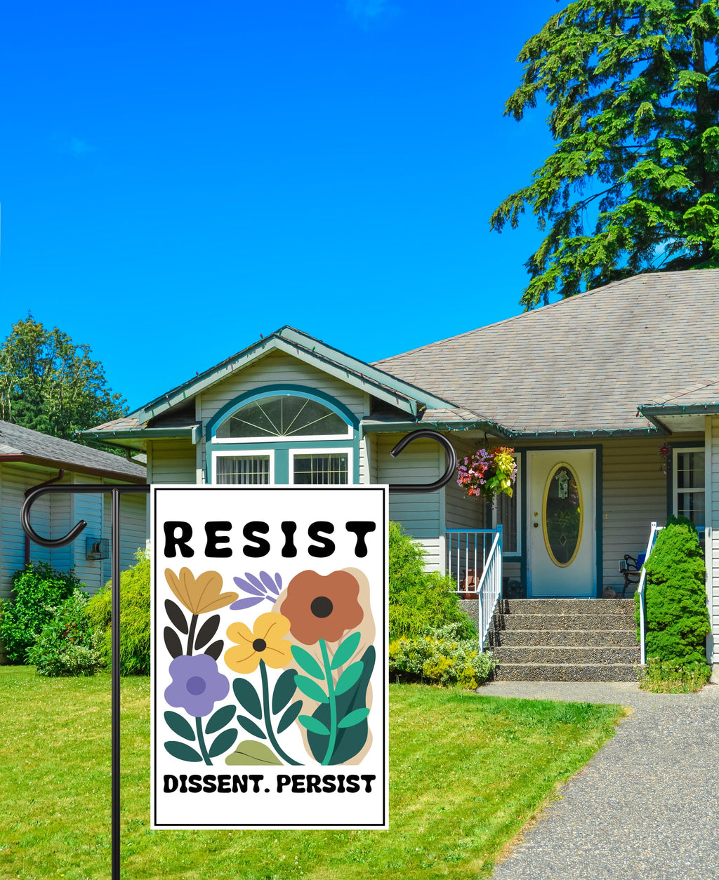 Resist Dissent Persist Garden Flag, Double Sided, Resistance Resist Hate, Anti-Trump, Resist Racism, Resist Fascism Flag