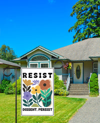 Resist Dissent Persist Garden Flag, Double Sided, Resistance Resist Hate, Anti-Trump, Resist Racism, Resist Fascism Flag