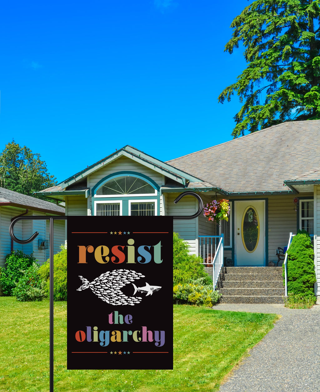 Resist the Oligarchy Garden Flag, Double Sided, Resist Hate Flag, Anti-Trump Flag, Statue of Liberty, Resist Racism, Resist Fascism Flag