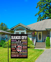 Hands Off Protest Garden Flag, Double Sided, Resist Hate Flag, Anti-Trump Flag, Women's Rights Flag, Resist Racism Flag, Resist Fascism Flag