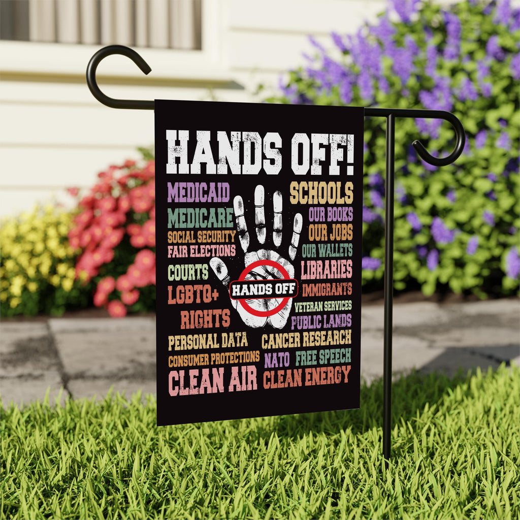 Hands Off Protest Garden Flag, Double Sided, Resist Hate Flag, Anti-Trump Flag, Women's Rights Flag, Resist Racism Flag, Resist Fascism Flag
