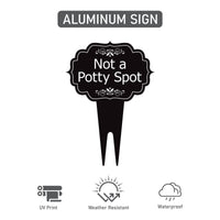 Not a Potty Spot Yard Sign 10” x 14” - Rust-free Aluminum Dog Poop Sign for Lawn, Please Clean Up After Your Dog Sign with Integrated Stake