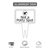 Not a Potty Spot Yard Sign 10” x 14” - Rust-free Aluminum Dog Poop Sign for Lawn, Please Clean Up After Your Dog Sign with Integrated Stake