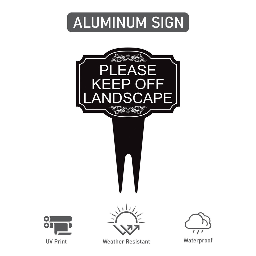 Please Keep Off Landscape Yard Sign 10” x 14” - Rust-free Aluminum Stay Off Grass Sign for Lawn, Outdoor Yard Sign with Integrated Stake
