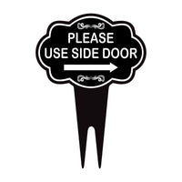 Please Use Side Door Yard Sign 10” x 14” - Rust-free Aluminum. Please Use Front Door Sign for Lawn, Yard Sign with Integrated Stake