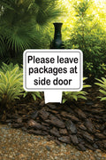 Please Leave Packages at Side Door Yard Sign 10” x 14” - Rust-free Aluminum. Package Delivery Outdoor Sign, Yard Sign with Integrated Stake