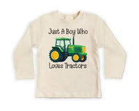 Just a Boy Who Loves Tractors Onesie, Baby Bodysuit, Baby Shirt, Toddler Sweatshirt - Trendy Farm Outfit, Tractor Boys Country Baby Gift