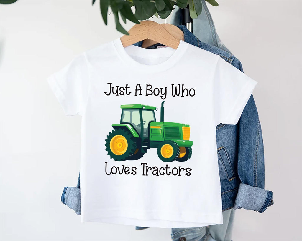 Just a Boy Who Loves Tractors Onesie, Baby Bodysuit, Baby Shirt, Toddler Sweatshirt - Trendy Farm Outfit, Tractor Boys Country Baby Gift