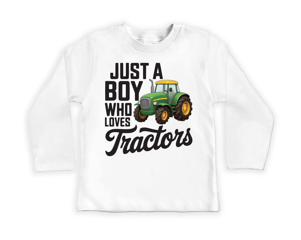 Just a Boy Who Loves Tractors Onesie, Baby Bodysuit, Baby Shirt, Toddler Sweatshirt - Trendy Farm Outfit, Tractor Boys Country Baby Gift