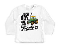 Just a Boy Who Loves Tractors Onesie, Baby Bodysuit, Baby Shirt, Toddler Sweatshirt - Trendy Farm Outfit, Tractor Boys Country Baby Gift