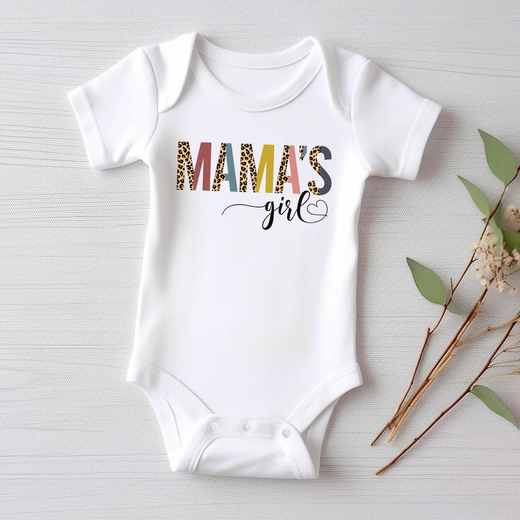 Mama’s Girl Onesie, Baby Bodysuit, Baby Shirt, Toddler Sweatshirt - Cute Leopard Print Outfit, I Love My Mom Baby Gift, Trendy Girl Clothes