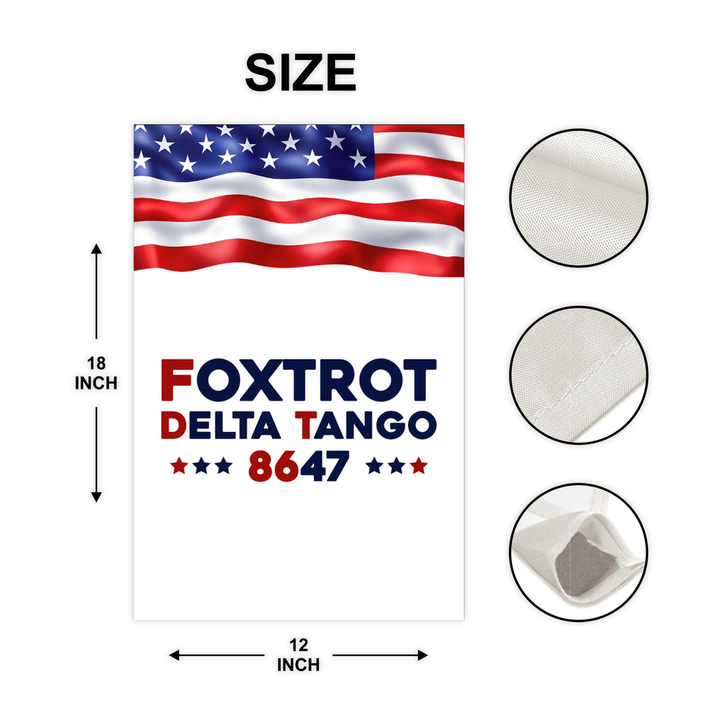 Foxtrot Delta Tango 8647 Garden Flag, 12x18 Inch Double Sided, Resist Hate Flag, Anti-Trump, Funny Anti-Trump Anti-Elon Flag, Political Flag