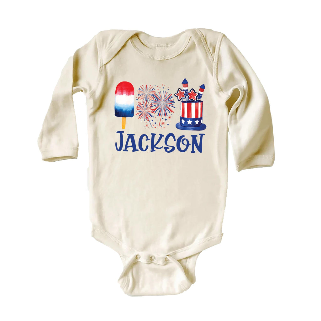 Personalized Fourth of July Onesie, Baby Bodysuit, Baby Shirt, Toddler Sweatshirt - Custom Patriotic Popsicle Outfit, 4th of July Baby Gift