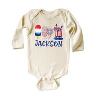 Personalized Fourth of July Onesie, Baby Bodysuit, Baby Shirt, Toddler Sweatshirt - Custom Patriotic Popsicle Outfit, 4th of July Baby Gift