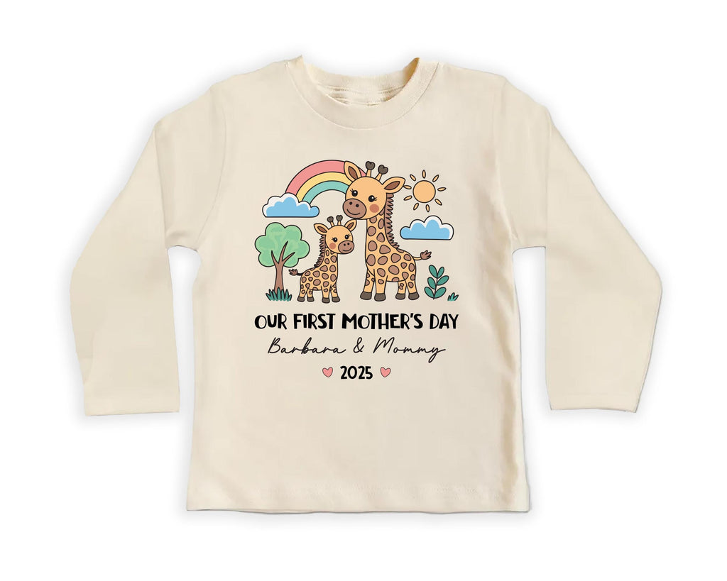 Our First Mother’s Day Toddler Sweatshirt, Baby Shirt, Onesie, Baby Bodysuit - Personalized 1st Mother’s Day Boy Outfit, Cute Giraffe Gift