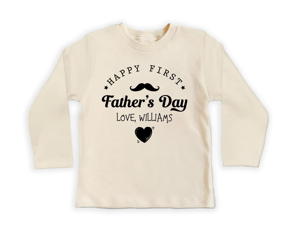 Happy First Father’s Day Onesie, Baby Bodysuit, Baby Shirt, Toddler Sweatshirt, Personalized First Fathers Day Outfit, Fathers Day Date Gift