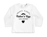 Happy First Father’s Day Onesie, Baby Bodysuit, Baby Shirt, Toddler Sweatshirt, Personalized First Fathers Day Outfit, Fathers Day Date Gift