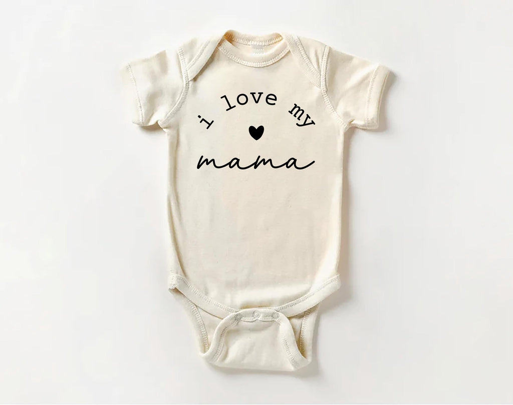 I Love My Mama Baby Shirt, Onesie, Baby Bodysuit, Toddler Sweatshirt - Vintage Baby Outfit, Mama and Baby Gift, Retro Mother’s Day Clothes